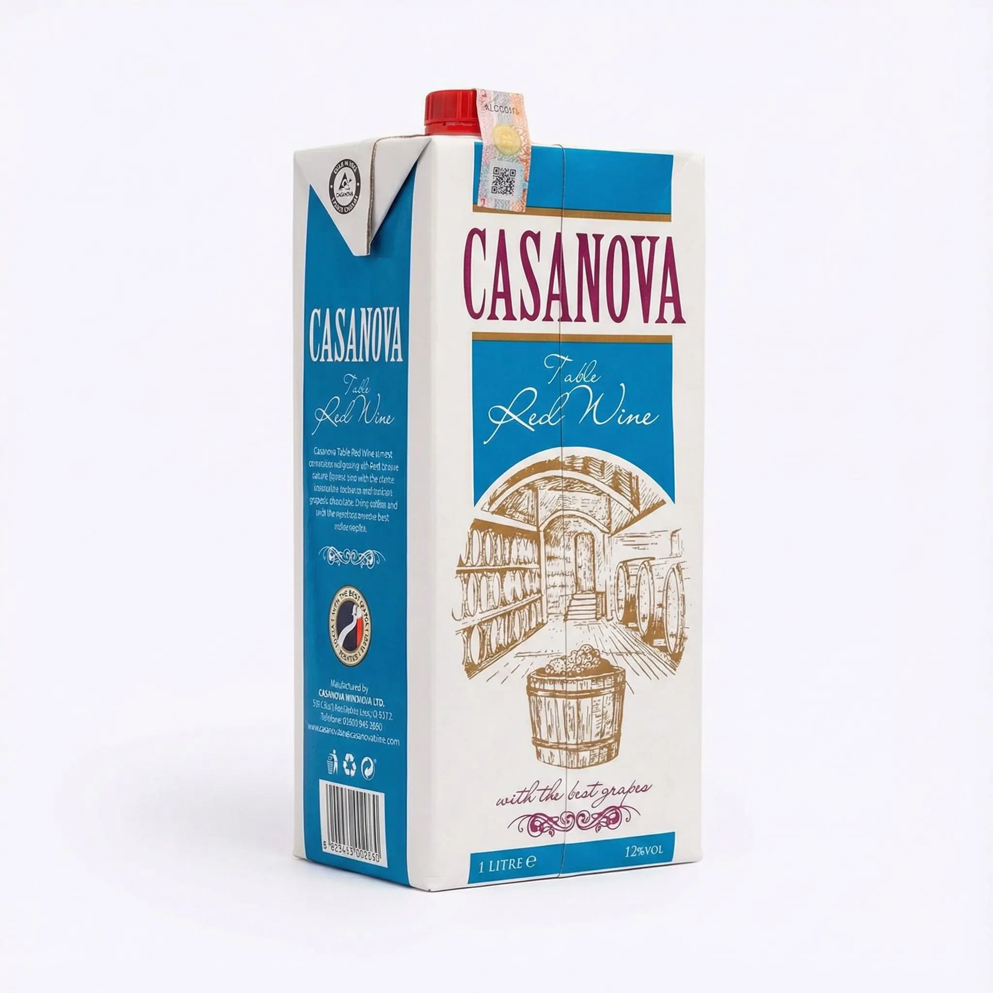 brique de vin rouge de table Casanova vue latérale