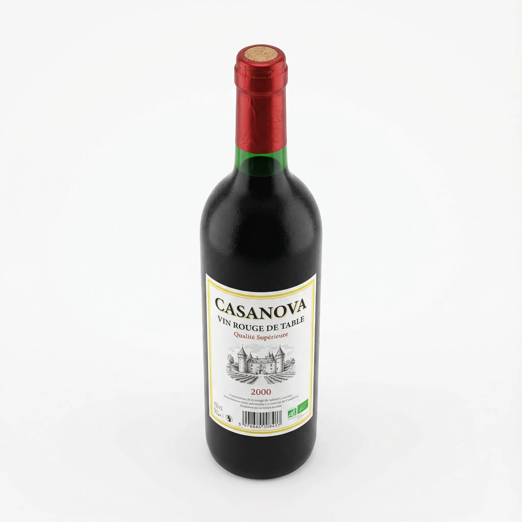 capsule rouge casanova sur bouteille de vin rouge